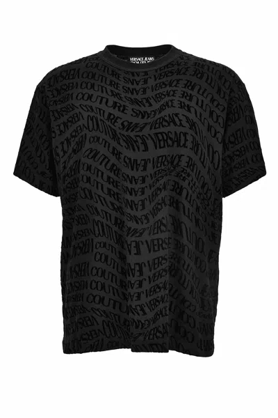 Versace Jeans Couture All-over Logo T-shirt In Black
