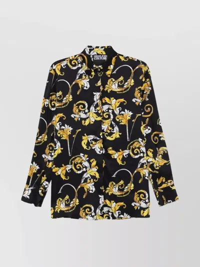Versace Jeans Couture All-over Print Shirt With Long Sleeves In Black