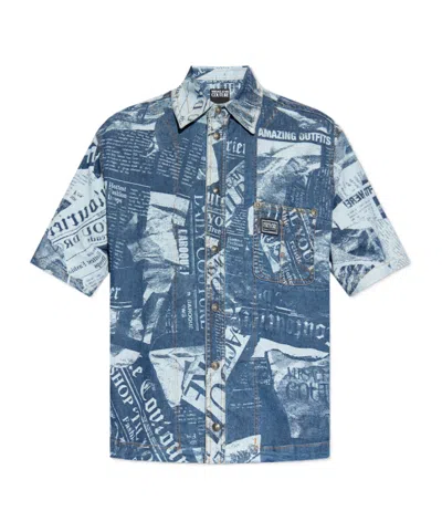 Versace Jeans Couture All-over Printed Denim Shirt In Multi