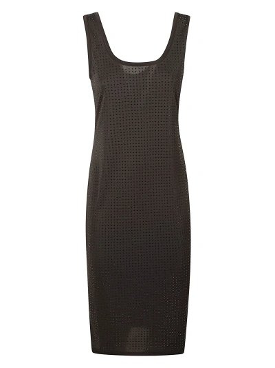Versace Jeans Couture All-over Studded Tank Dress In Black