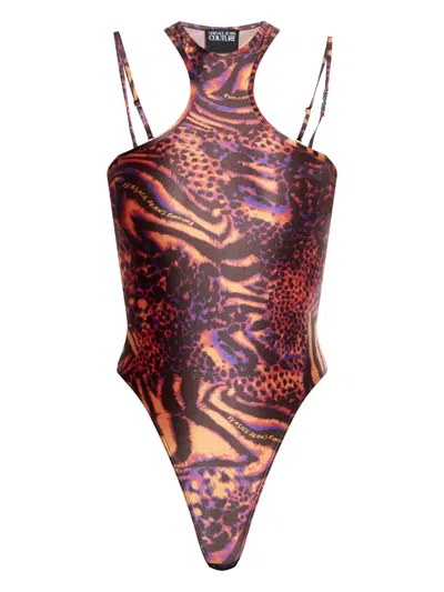Versace Jeans Couture Animal-print Bodysuit In Multi