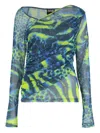 Versace Jeans Couture Draped Sheer Tulle Top
