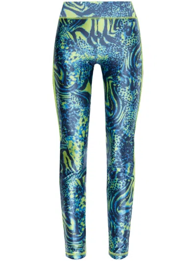 Versace Jeans Couture Animal-print Leggings In Blau
