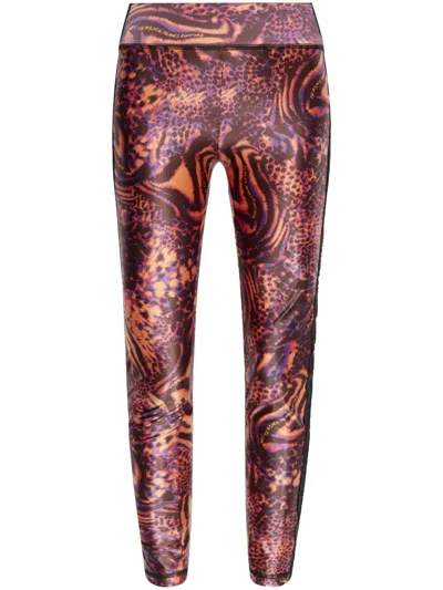 Versace Jeans Couture Animal-print Leggings In Orange