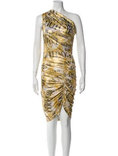 Pre-owned Versace Jeans Couture Animal Print Midi Length Dress In Gold