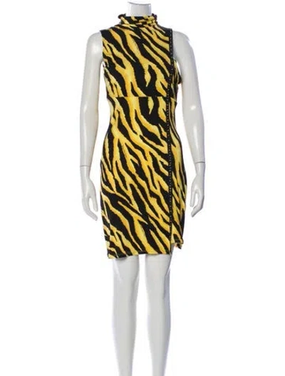 Pre-owned Versace Jeans Couture Animal Print Mini Dress In Multi