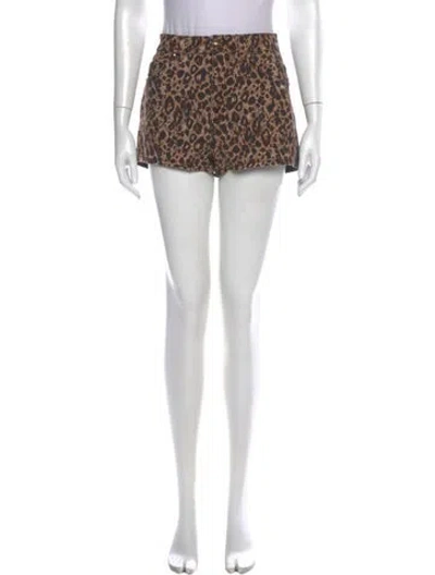 Pre-owned Versace Jeans Couture Animal Print Mini Shorts In Neutrals