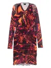Versace Jeans Couture Animal-print Tulle Midi Dress In Black