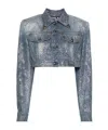 Versace Jeans Couture Animalier Motif Cropped Jacket In Gray