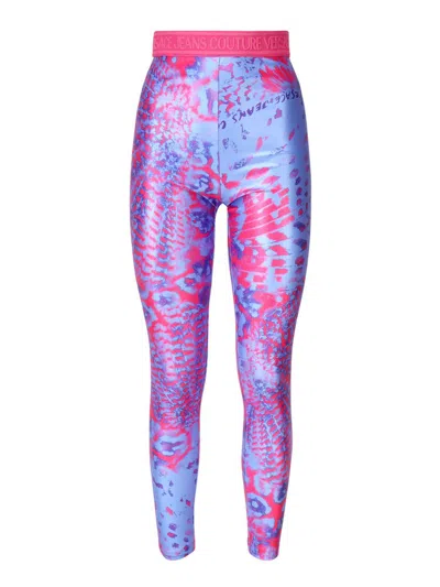 Versace Jeans Couture Animalier Printed Stretch Leggings In Multi