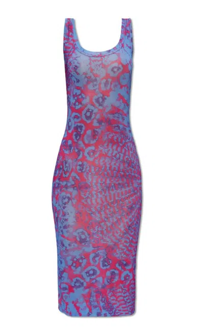 Versace Jeans Couture Animalier Sleeveless Dress In Multi