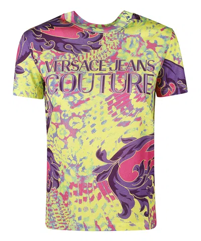 Versace Jeans Couture Animalier-print Cotton T-shirt In Green