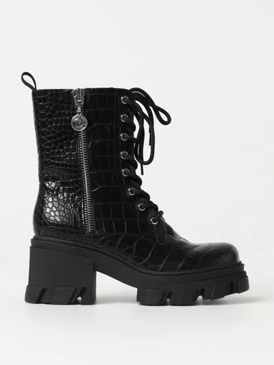Versace Jeans Couture Flat Ankle Boots  Woman In Black