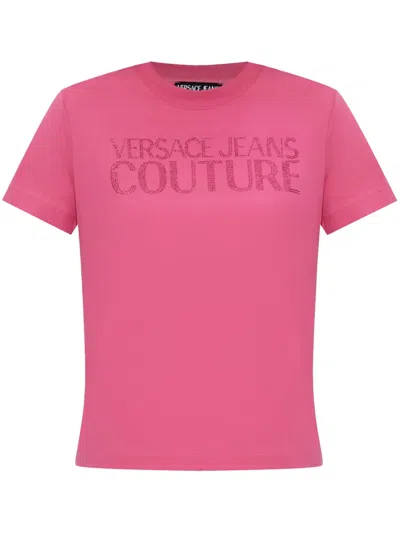 Versace Jeans Couture Appliqué Logo T-shirt In Pink