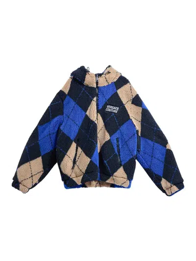 Versace Jeans Couture Argyle Teddy Jacket In Multi