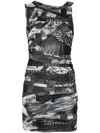 Versace Jeans Couture Asymmetric Draped Dress In 黑色
