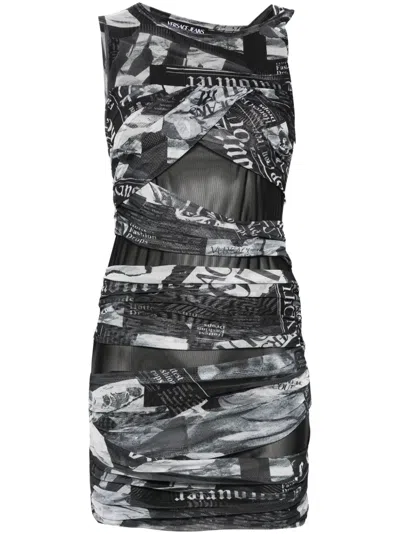 Versace Jeans Couture Asymmetric Draped Dress In 黑色