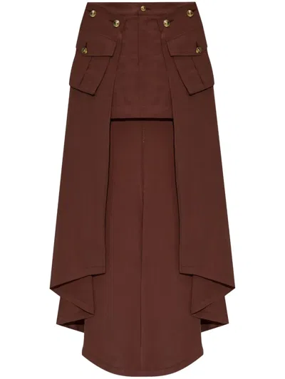 Versace Jeans Couture Asymmetric-hem Midi Skirt In Brown