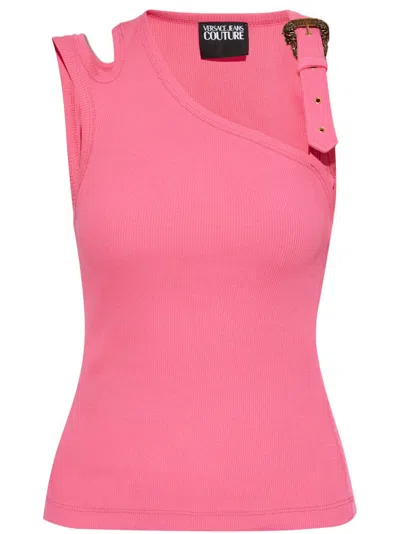 Versace Jeans Couture Asymmetric-neck Tank Top In Pink