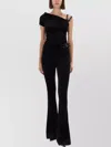 Versace Jeans Couture Asymmetric Velvet Top Fitted Silhouette Strap In Black