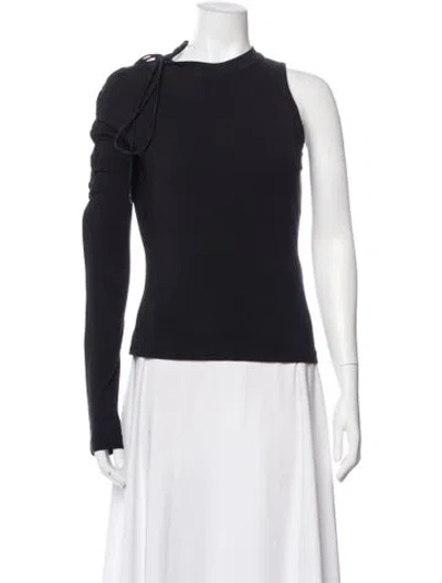 Pre-owned Versace Jeans Couture Asymmetrical Long Sleeve Top In Blue