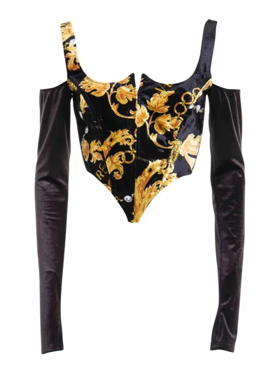 Versace Jeans Couture Black Chain Couture Blouse In Negro