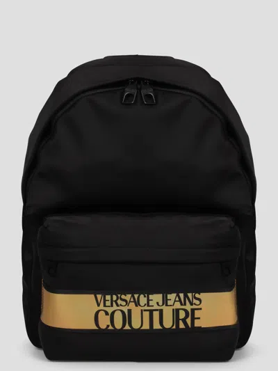 Versace Jeans Couture Backpack With Logo In Black