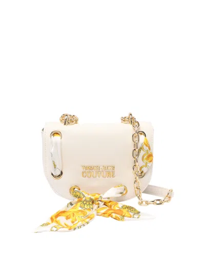 Versace Jeans Couture Baroque-detail Shoulder Bag In White