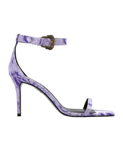 Versace Jeans Couture Barocco Ankle-strap Heeled Sandals In Purple