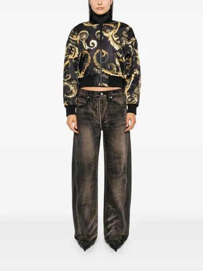 Versace Jeans Couture Barocco Bomber Jacet In Black