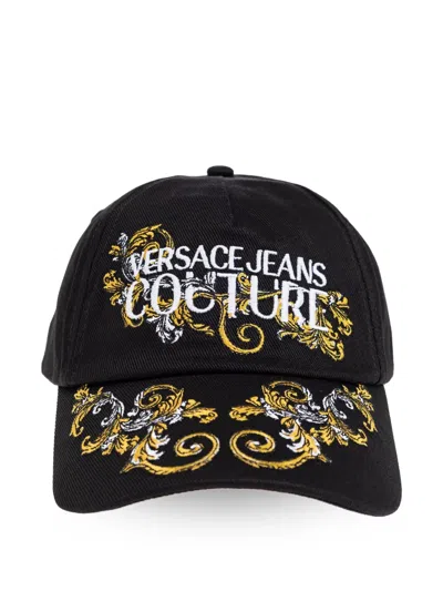 Versace Jeans Couture Barocco-embroidered Cap In Schwarz