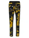 Versace Jeans Couture Leggings With Baroque Print And Mesh Panels In Black