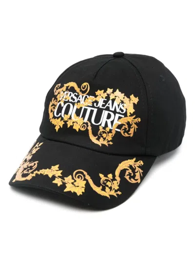 Versace Jeans Couture Barocco Logo Cap In Black