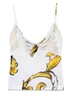 Versace Jeans Couture Barocco Mesh Top In White