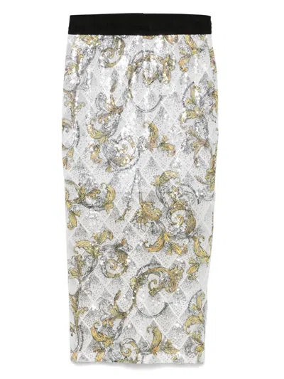 Versace Jeans Couture Barocco Midi Skirt In White
