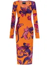 Versace Jeans Couture Barocco Outline Dress In Orange
