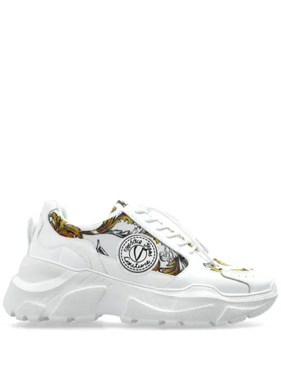 Versace Jeans Couture Barocco Panelled Sneakers In 白色