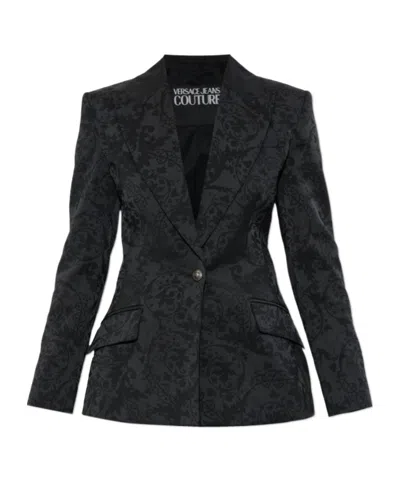 Versace Jeans Couture Barocco Pattern Single-breasted Blazer In Black