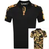 Versace Jeans Couture Barocco Printed Short-sleeved Polo Shirt In Black