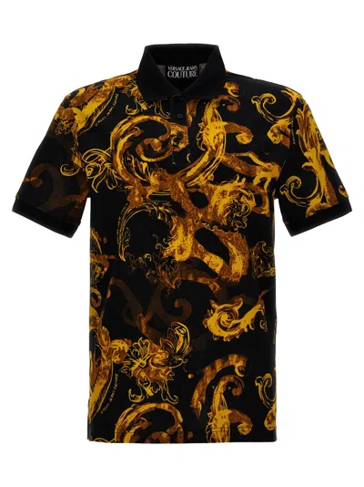 Versace Jeans Couture Barocco Polo Shirt In Black