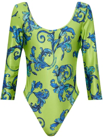 Versace Jeans Couture Barocco-print Bodysuit In Green