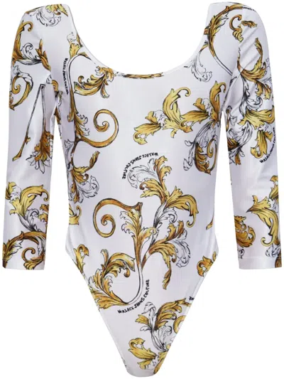 Versace Jeans Couture Barocco-print Bodysuit In White