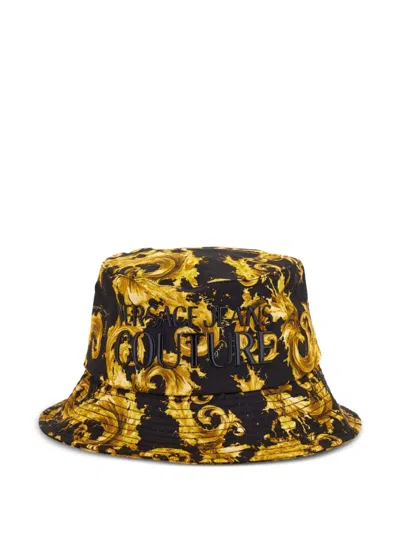 Versace Jeans Couture Barocco-print Bucket Hat In Yellow