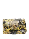 Versace Jeans Couture Barocco Buckle Logo-print Print Tote Bag In Schwarz