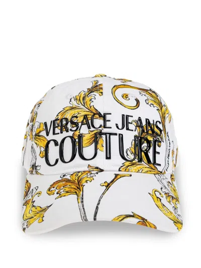 Versace Jeans Couture Barocco-print Cap In Weiss
