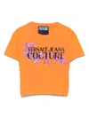 Versace Jeans Couture Barocco-print Crop Top In Orange