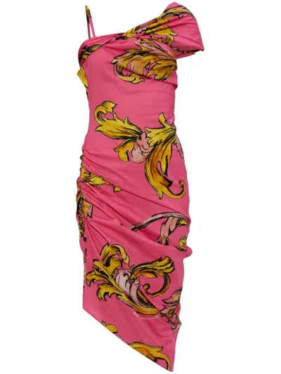 Versace Jeans Couture Barocco Print Dress In Pink