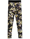 Versace Jeans Couture Black Leggings With Barocco Graphic Print In Black