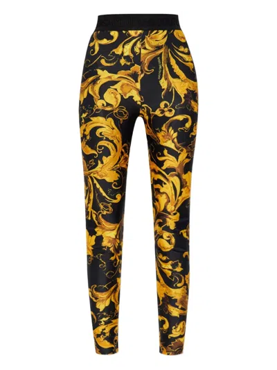 Versace Jeans Couture Barocco-print Leggings In Black