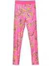 Versace Jeans Couture Barocco-print Leggings In Pink